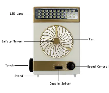 Nešiojamas Ventiliatorius 3 in 1 Multi-funkcija, Ventiliatorius, Mini LED Stalo Lempa Žibintuvėlis Saulės Šviesos Namuose Kempingas Saulės Ventiliatoriaus Lauko