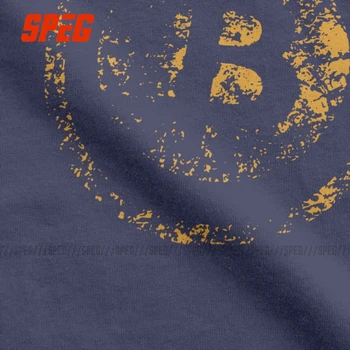 Vyrų Derliaus Bitcoin Logotipas Grunge T Shirts Kriptografijos Vatos Pagaliukai Derliaus Trumpas Rankovės Crewneck Trišakiai Plius Dydžio Marškinėlius
