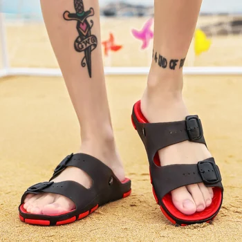 Šlepetės vyrams naujo nustatyti pėdos dydis mėgėjams paplūdimio šlepetės mados paprasta kvėpuojantis nesunaikinami vyriški batai 35-47