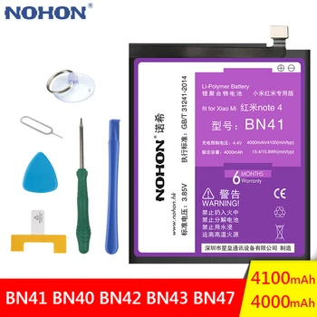 NOHON Baterija BN41 BN40 BN42 BN43 BN47 Už Xiaomi Redmi 4 6 Pro Pastaba 4 4X Pro Pakeitimo Mobiliojo Telefono Realias galimybes Bateria