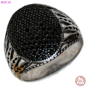 BOCAI S925 sterlingas sidabro vyrų žiedas inkrustacijos cirkonis Artimuosiuose Rytuose, Tailando sidabro Rankų darbo mados asmenybės tendencija populiarus vyrų žiedas