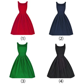 Moterų Vasaros Suknelė Hepburn 50s 60s Retro Swing Vintage Suknelė-Line Šalies Elegantiška Raudona Juoda Suknelės Stilius
