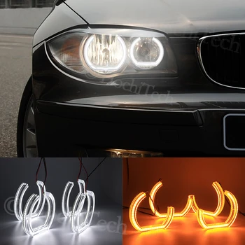 Zjeżdżalnia Dual Gintaro White Crystal C LED Angel Eyes Halo Žiedai BMW 1 Serijos, E81 E82 E87 E88 Halogeninės