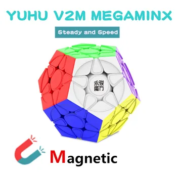 YJ YUHU V2M Megaminx Kubo magnetinio magic cube yongjun V2M Megaminx magnetai įspūdį greitis kubeliai švietimo žaislai vaikams