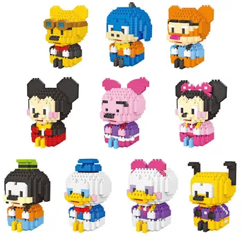 Disney Mickey Mouse blokų, plytų žaislai statybos Mini blokai animacinių filmų personažus, mokymo vienetų vaikiškų žaislų legoeing Žaislai Dovana