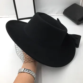 Panamos Skrybėlės moterims, vatos, marlės, bowknot dizaino užimantys skrybėlę yra įgaubto ir išgaubto ms skrybėlę skrybėlę fedoras