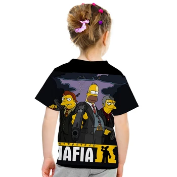 Naujų vaikinų mergina gražių animacinių filmų Simpson Spausdinti 3D marškinėliai Harajuku juokingas animacinių filmų Simpsonų T-shirt Apvalus kaklas trumpas rankovėmis Marškinėlius