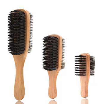 Vyrai Šernų Šerių Plaukų Šepetys Natūralių Medinių Banga Teptuku Vyrų Stiliaus Barzda Hairbrush Trumpas Storas Garbanotą Banguoti Plaukai G0118