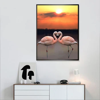 EverShine 5D Diamond Siuvinėjimo kvadratiniu Flamingo Kryželiu Diamond Tapybos Gyvūnų Mozaikos Rankdarbių Hobis Dovana Sienos Menas