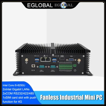 Ekspertų Pramonės Ventiliatoriaus Mini PC i5 8250U i7 7500U 2*DDR4 2*Lan Stalinis Kompiuteris Win10 Linux 6*KOM GPIO 4G SIM VGA HDMI WiFi