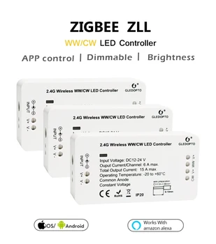 Zigbee 3.0 Valdiklį, 5050 2 in 1 CW/WW BMT Spalvos temperatūra LED Juostelės Žibintai + 12V Maitinimo Dirbti Su Hub 