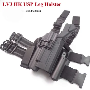 Taktinis Pistoletas Dėklas Atveju Kompaktiškas HK USP Karinės Airsoft Pistoletas USP Kojos Šlaunies Medžioklės Lauko Priedai Žibintuvėlis dėklas