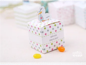 Nemokamas pristatymas 50pcs/daug mielas Gandras Saldainių dėžutė berniukas Baby Shower Dovanų šokolado dėžės gimtadienio dekoracijos vaikams