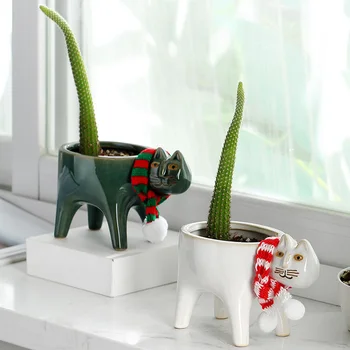 Cute Kačių Uodegos Vazonas Animacinių Filmų Gyvūnų Keramikos Vaza Asmenybės Kūrybos Kaktusas Sultingi Augalų Poted Darbalaukio Sodo Puošmena