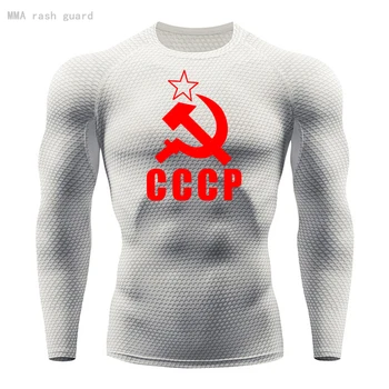 Karšto pardavimo CCCP marškinėliai Vyrams Viršų veikia Stora ilgomis rankovėmis rashgarda MMA Suspaudimo Kultūrizmo T-Marškiniai, Sportiniai Marškinėliai Vyrams