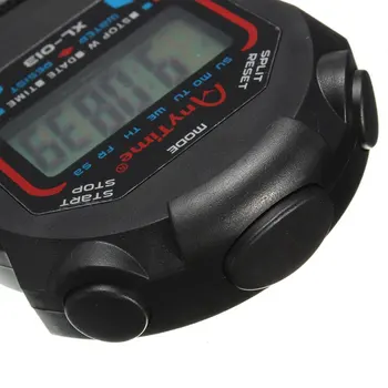 Praktinis Skaitmeninės Sporto laikrodis Chronometras Daugiafunkcis LCD Laikmatis Laido Juoda