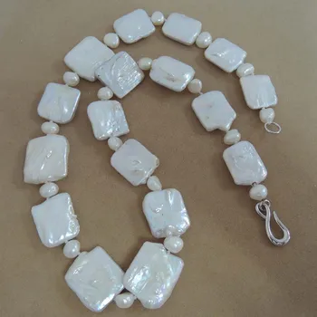 Nemokamas pristatymas stačiakampio baroko perlo formos karoliai POBŪDŽIO GĖLO vandens Baroko PERLAS KAROLIAI-gražus perlų papuošalui