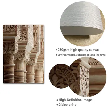 Islamo Architektūros Plakatas Alhambra Hasano Mečetė Sienos Menas Drobė Spausdinti Dievas Muhammed Nuotrauką Tapybos Šiuolaikinio Namų Puošybai