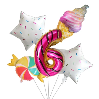 5vnt 40 colių spurga skaičius aliuminio folija balionas saldainiai vaivorykštė ledų nustatyti Havajų laimingas gimtadienio apdaila