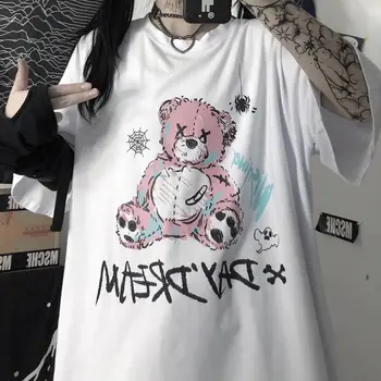 Karšto Pardavimo Vasarą Moterys Streetwear Viršūnes Spausdinimo Atsitiktinis goth Moterų marškinėliai Kawaii Unisex Trumpas Rankovės Anime Marškinėliai HipHop