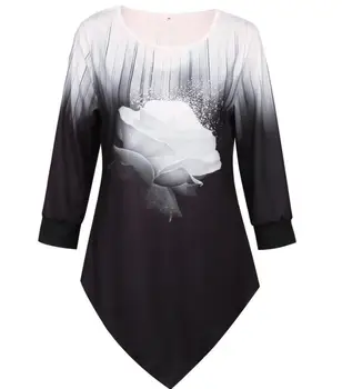 2020 m. Naujas stiliaus Marškinėliai Moterims Pavasario Moterų Ilgi Marškinėliai 5XL didelio dydžio Trijų Ketvirtį Rankovėmis Atsitiktinis Marškinėliai, Topai