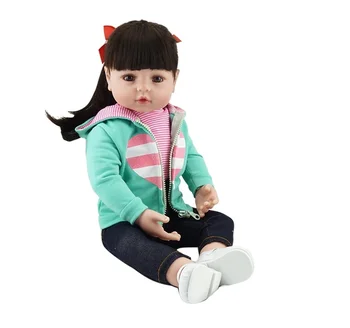 NPK 46cm Silikono Reborn Baby Doll su ilgai hairToy Mergaičių Naujagimių Princesė Kūdikiams Bebe Lydintis Gimtadienio Dovana