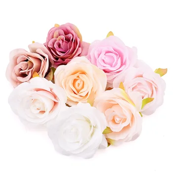 30pcs Balta Rožė Dirbtinio Šilko Gėlių Galvų 