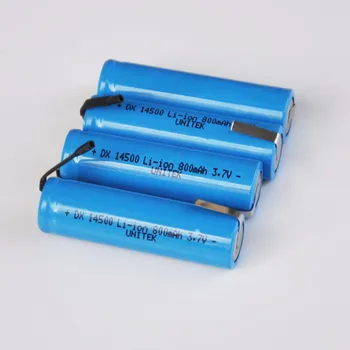 5-10VNT), 3,7 V 14500 įkraunama ličio jonų baterija 800mah AA li-ion ląstelių litavimo skirtukus elektrinį skustuvą, skutimosi šepetėlis