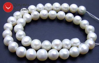 Qingmos 10-11mm Baltos spalvos Natūralių Apvalių Gėlavandenių Perlų Prarasti Karoliukai Papuošalai Padaryti Karoliai, Apyrankės Kryptis 14