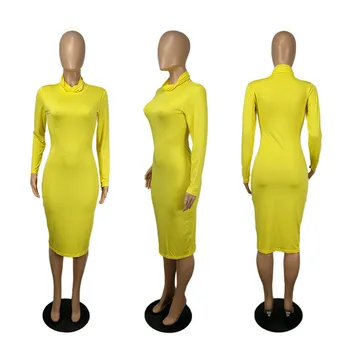 ANJAMANOR Plius Dydis Golfo ilgomis Rankovėmis Suknelė Moterims Rudenį 2020 Elegantiškas, Seksualus Bodycon Suknelės, Šaliai, Naktinis Klubas Dėvėti D91-BF29