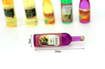 6Pcs 1/12 Miniatiūriniai Lėlių Priedai Mini Dervos Vyno Butelis Imitavimo Modelis Baldai Žaislai Doll House Dekoro