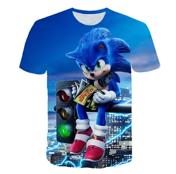 2020 metų Vasaros T-shirt Sonic The Hedgehog Atsitiktinis Trumpas Rankovės Animacinių filmų Kūdikio 3d Berniukų, Mergaičių Mados Kvėpuojantis, Vaikams, Drabužiai, Marškinėliai