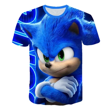2020 metų Vasaros T-shirt Sonic The Hedgehog Atsitiktinis Trumpas Rankovės Animacinių filmų Kūdikio 3d Berniukų, Mergaičių Mados Kvėpuojantis, Vaikams, Drabužiai, Marškinėliai