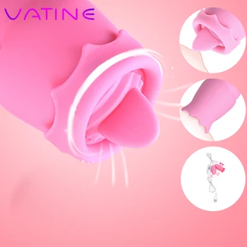 VATINE 11 Režimai Liežuvio Vibratoriai, Vibratorius Suaugusiems Žodžiu Klitorio Stimuliatorius G-spot Erotika USB Sekso Žaislai