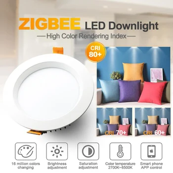 GLEDOPTO LED Downlight 110V, 220V, 230V AC Zigbee Šviesos Link RGBCCT Smart Home Pritemdomi Lempa 6W 9W 12W Downlight SmartThing Echo