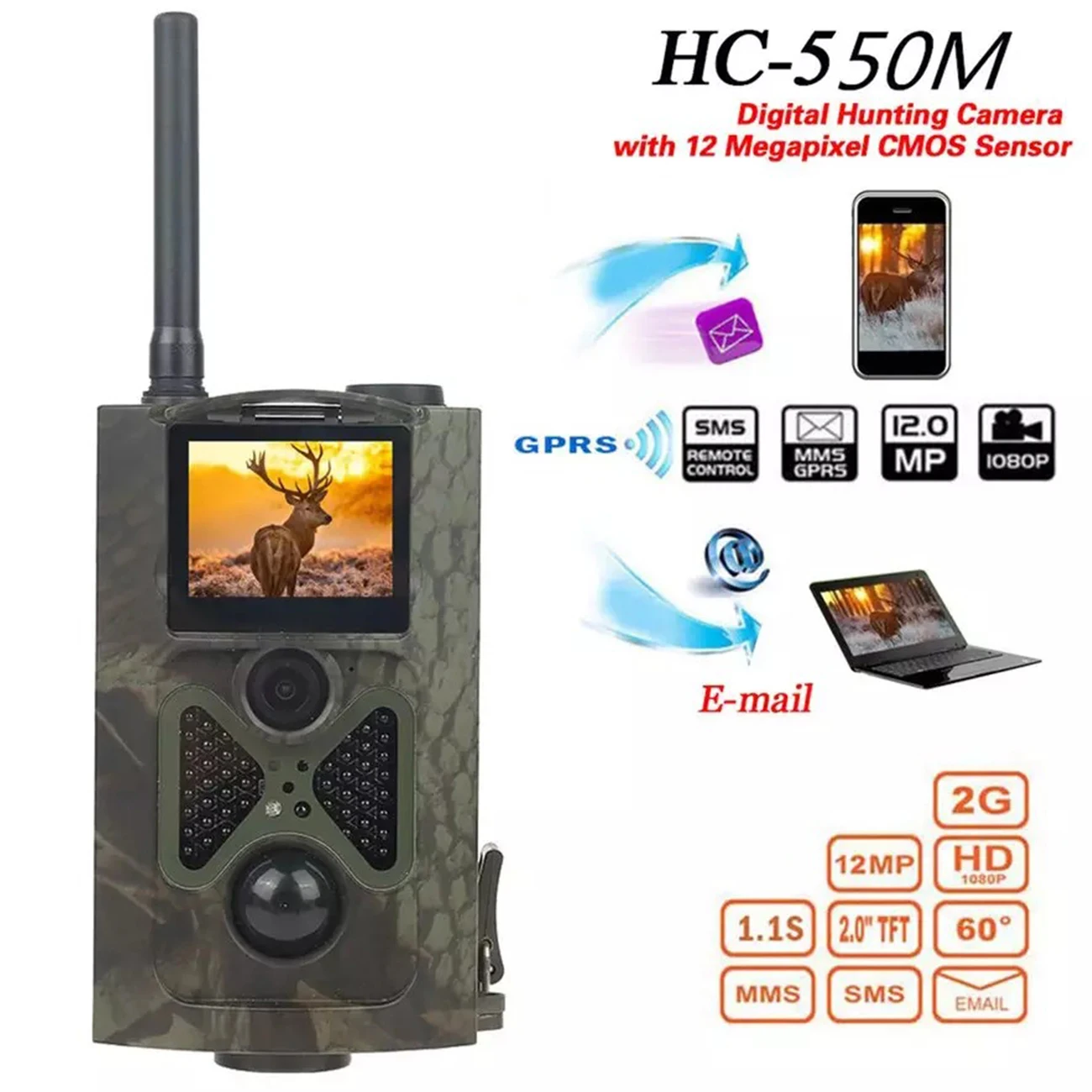 16MP 1080P Medžioklės Laukinės gamtos Takas Kameros, 2G, SMS, MMS, GSM, GPRS Foto Spąstus Korinio Mobiliojo HC550M Belaidės Stebėjimo Kameros