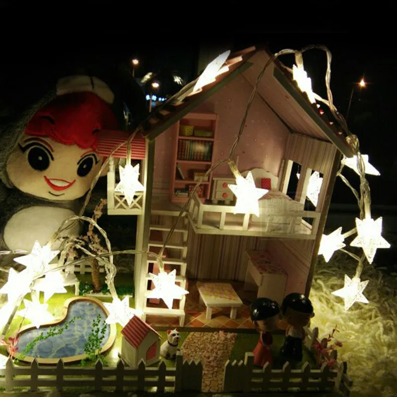 2/4/10m LED šviesos eilutę žvaigždės formos baterijos energijos lauko Kalėdų žiburiai balta šiltai balta daugiaspalvis