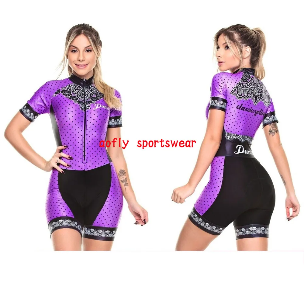 2021 Dunas Moterų Mados Violetinė Drabužiai Dviračių Triatlonas Skinsuit Rinkiniai Macaquinho Ciclismo Feminino Dviračių Shitrs Jumpsuit