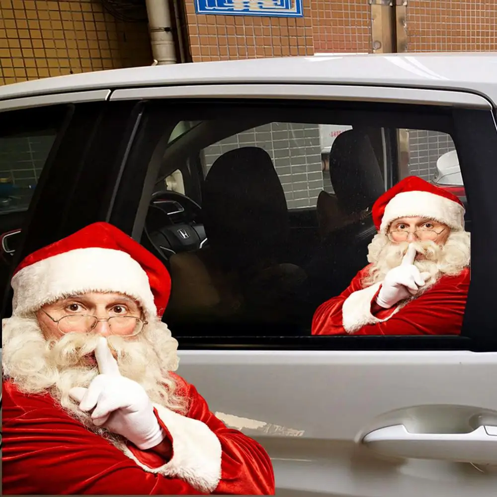 2VNT Automobilio Langą Lipdukai Dešinės/Kairės Pusės Kalėdų Auto Transporto priemonės Langą Santa Claus Langą Kabintis Vinilo Lipdukas, Decal