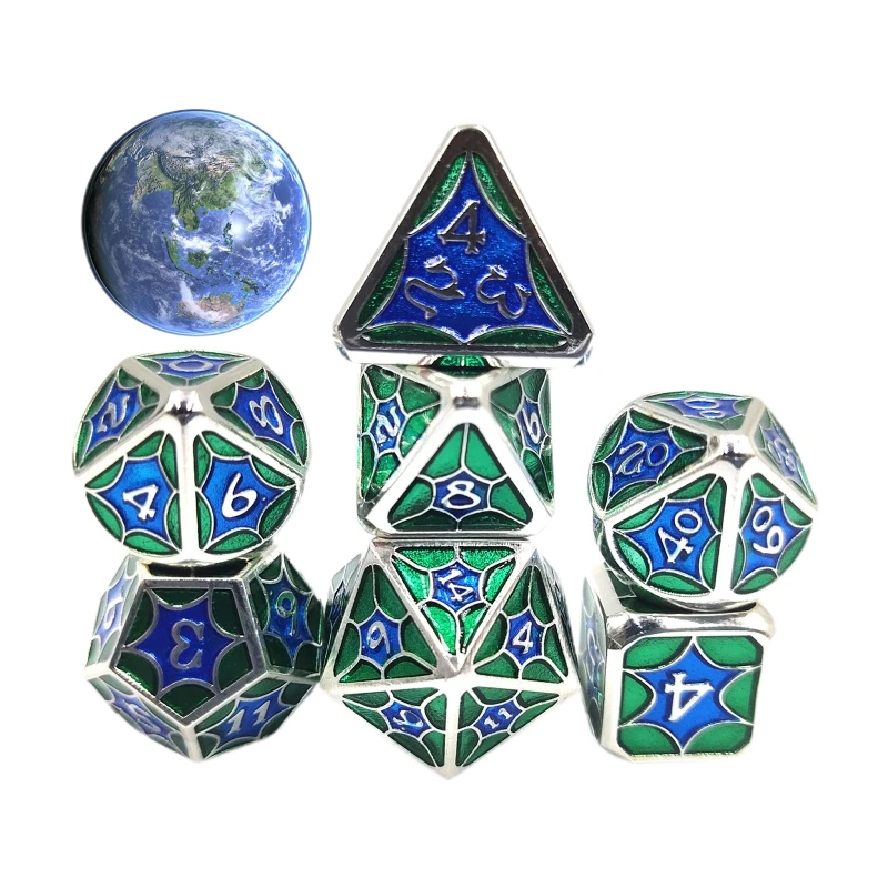 7 Vnt/Set Metalų Lydinio, Polyhedral Kauliukus D20 D10 D12 D6 D8 D4 už DND RPG MTG Stalo Žaidimas Rekvizitai Kauliukai