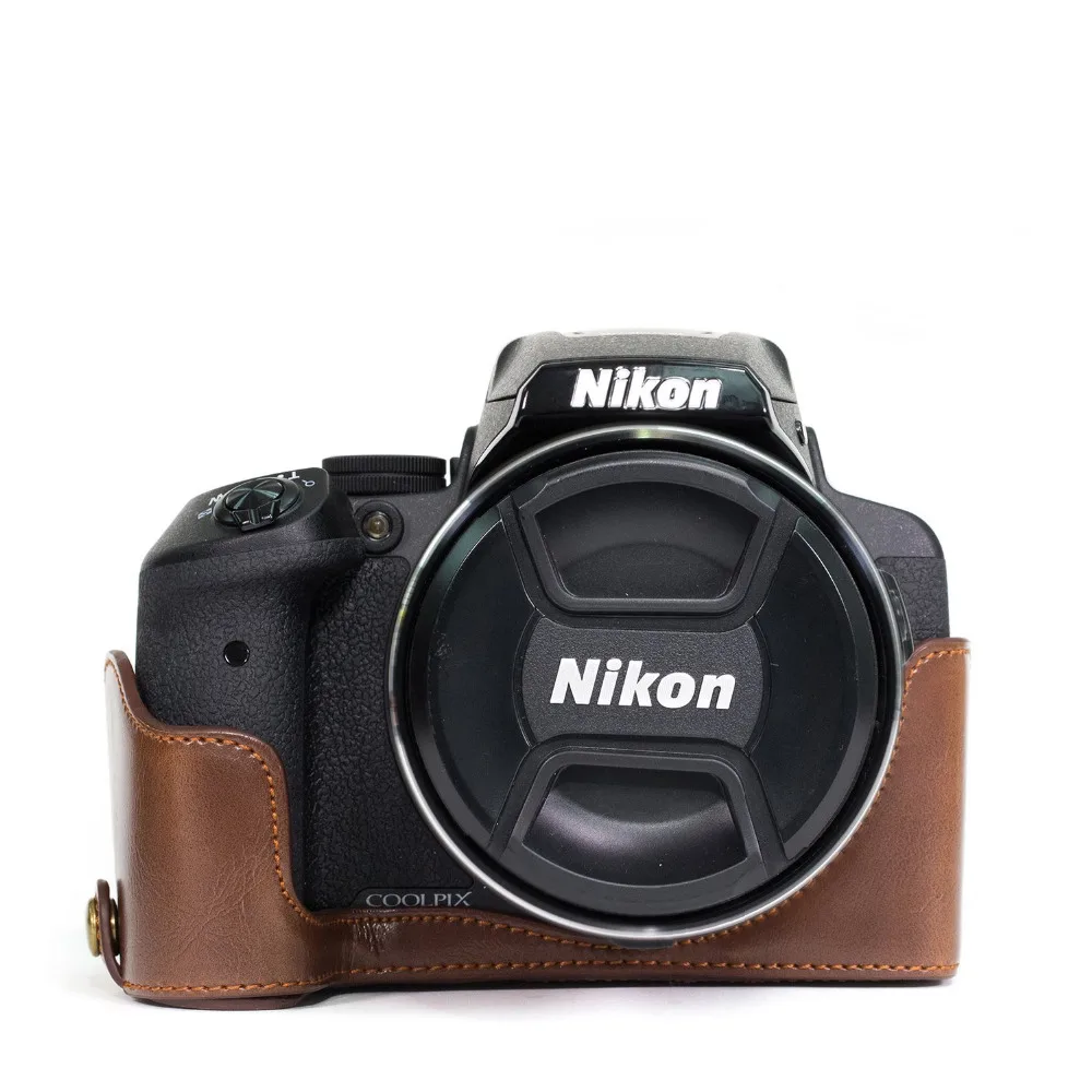 9 į 1 Pusę Kūno Odinis dėklas + Filtras + Objektyvo Gaubtą + valymo Pen + Stiklo apsaugos Nikon CoolPix P900 P900s Skaitmeninis Fotoaparatas