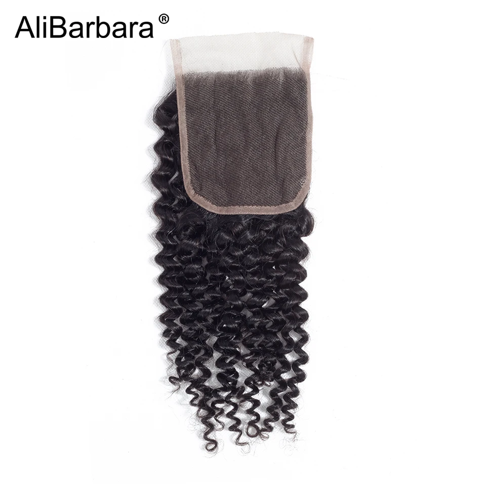 AliBarbara Brazilijos Plaukų Afro Keistą Garbanotas Plaukų Ryšulius su Uždarymo Nemokamai dalies 4X4 Šveicarijos Nėrinių 1B Remy Žmogaus Plaukų Pynimas Pratęsimo
