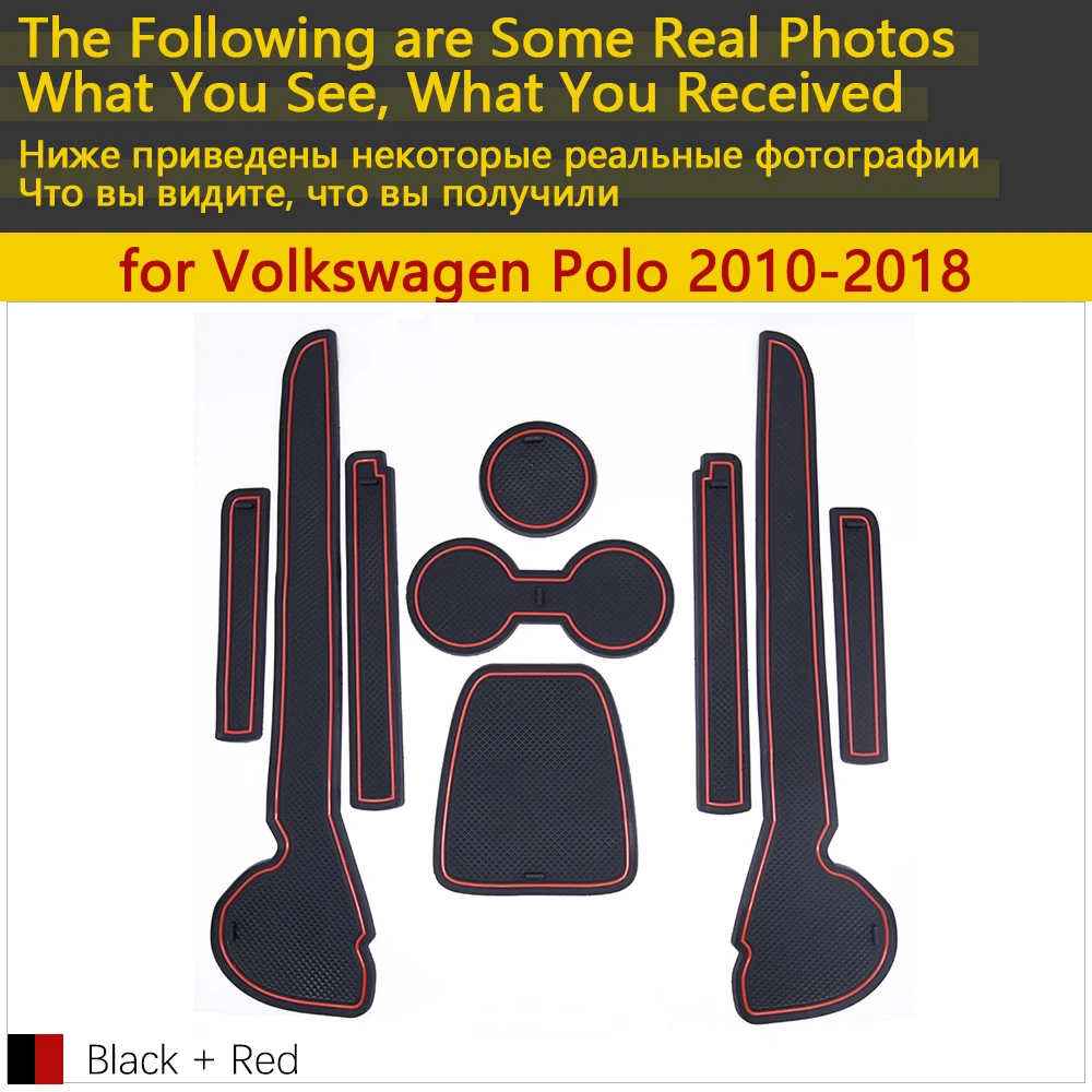 Anti-Slip Gumos Puodelio, Pagalvėlės, Durų Groove Kilimėlis VW POLO MK5 6R 6C 2010~2018 m. 2011 m. 2012-m. 2016 m. 2017 Reikmenys, Automobilių Lipdukai