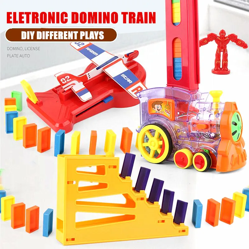 Automatinis Elektros Kuriuo Domino Plytų Traukinio Blokai Raketų Žaislai Vaikams Spalvinga Domino Žaidimas Švietimo Žaislai, Dovanos