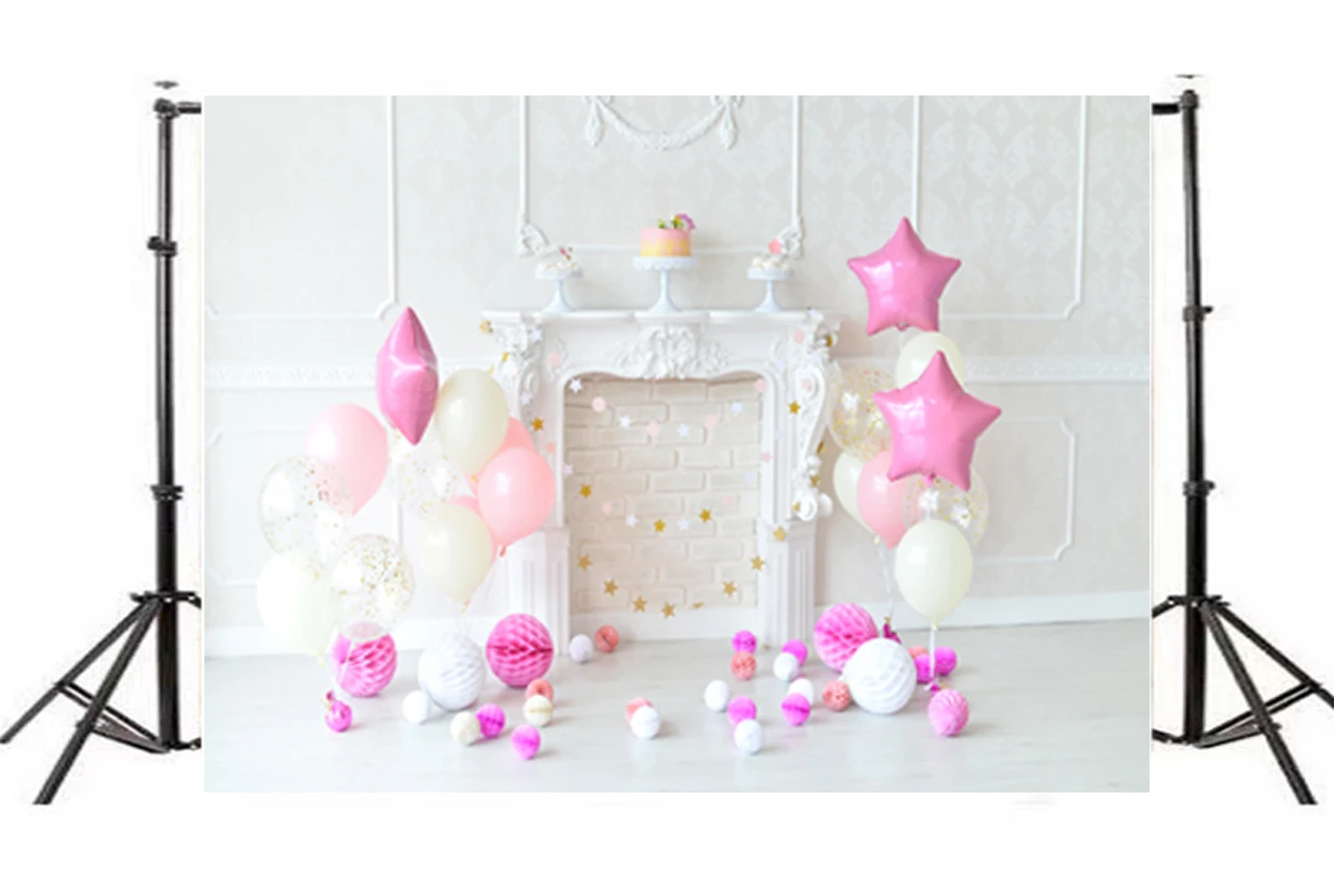 Beebuzz foto fonas vaikų rožinės spalvos balionais papuošti fotografijos fone