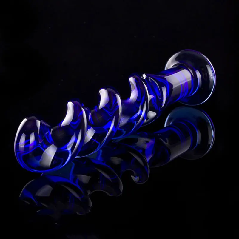 Candiway Vandenyno Mėlynos Spalvos Spiralės Stiklo Dildo Analinis Kaištis Prostatos Massager Makšties Stimuliavimas Suaugusiųjų Sekso Žaislai Moterims, Vyrams