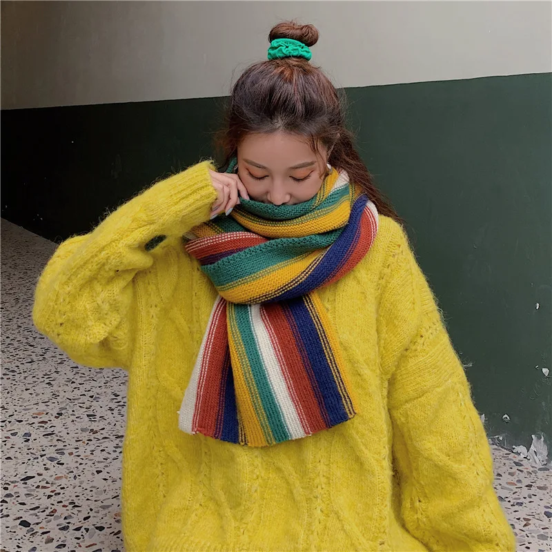 CARTELO Naujas moterų skara korėjos spalvinga žiema mergina saldus Japonų mielas studentų vilnoniai megzti šiltas šalikas moteriška