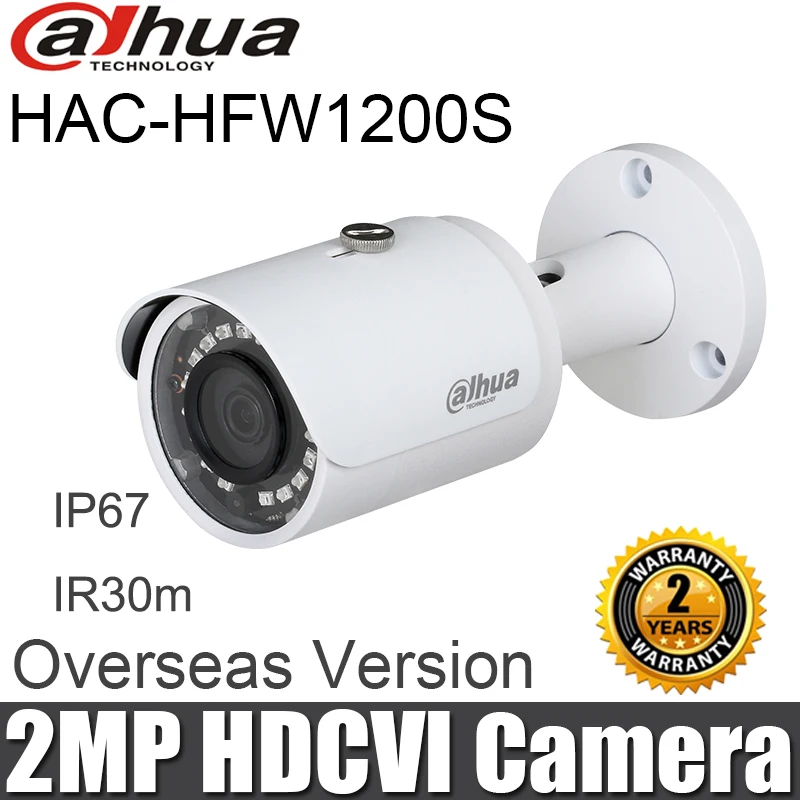 Dahua HAC-HFW1200S 2MP Kulka CVI kamera 1080P SPINDULIŲ Diapazone 30m atsparus Vandeniui HDCVI kamera DH-HAC-HFW1200S