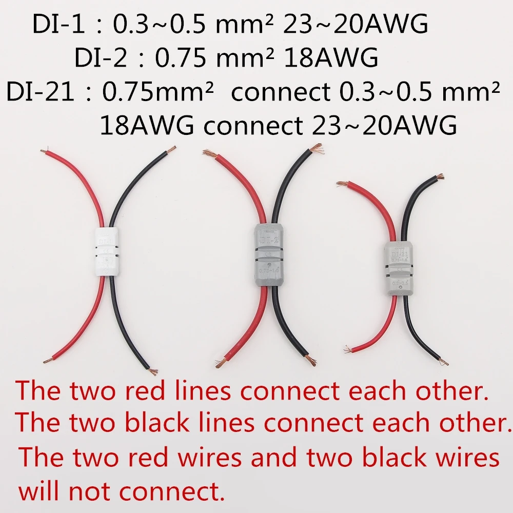 DI-1 5VNT 2 Būdas LED DI tipo viela jungčių gnybtai, skirti dukart du laidai laidai įstatytas butt bendros Pailginti 23-20WAG 0.3-0.5mm2