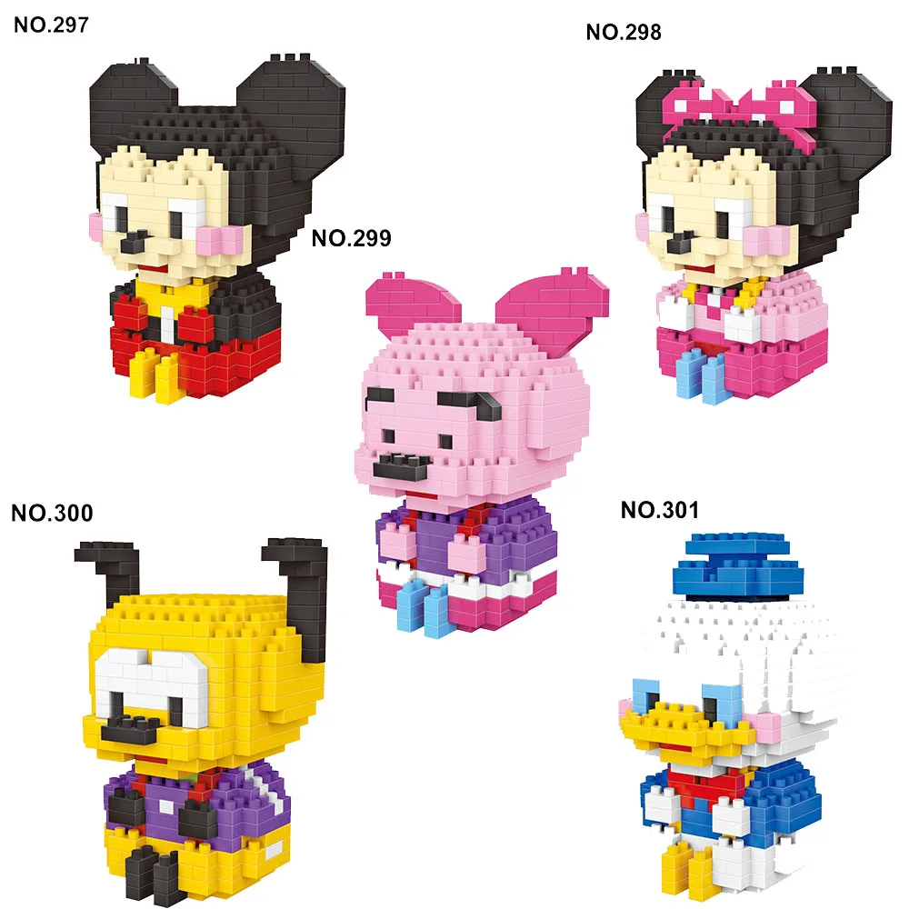 Disney Mickey Mouse blokų, plytų žaislai statybos Mini blokai animacinių filmų personažus, mokymo vienetų vaikiškų žaislų legoeing Žaislai Dovana